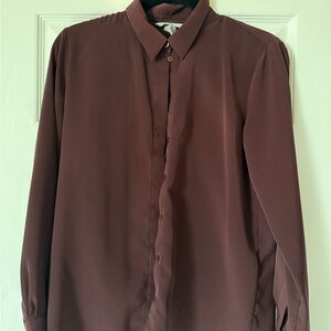 H&M Long-Sleeve Button Blouse in Plum
